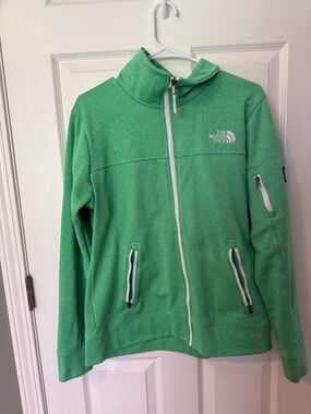 The North Face Heathered Mint Green Full-Zip Fleece